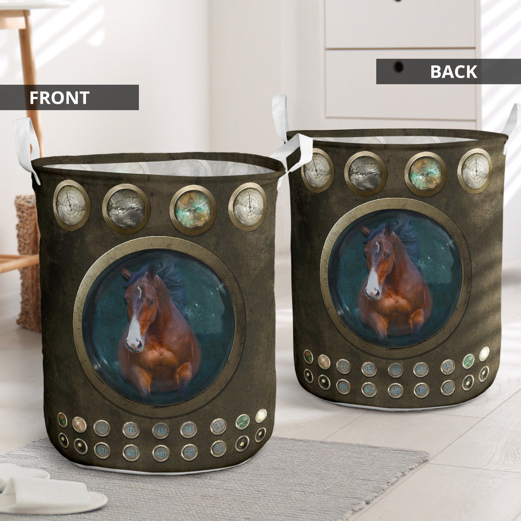 Horse And Broken Hole Laundry Basket For Room Home Organizer