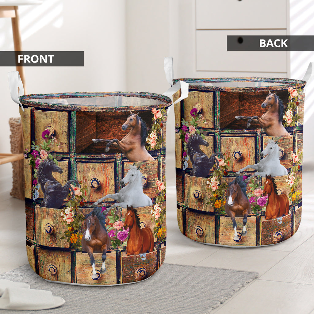 Horse Drawer Colorful Cool Laundry Basket For Room Home Organizer