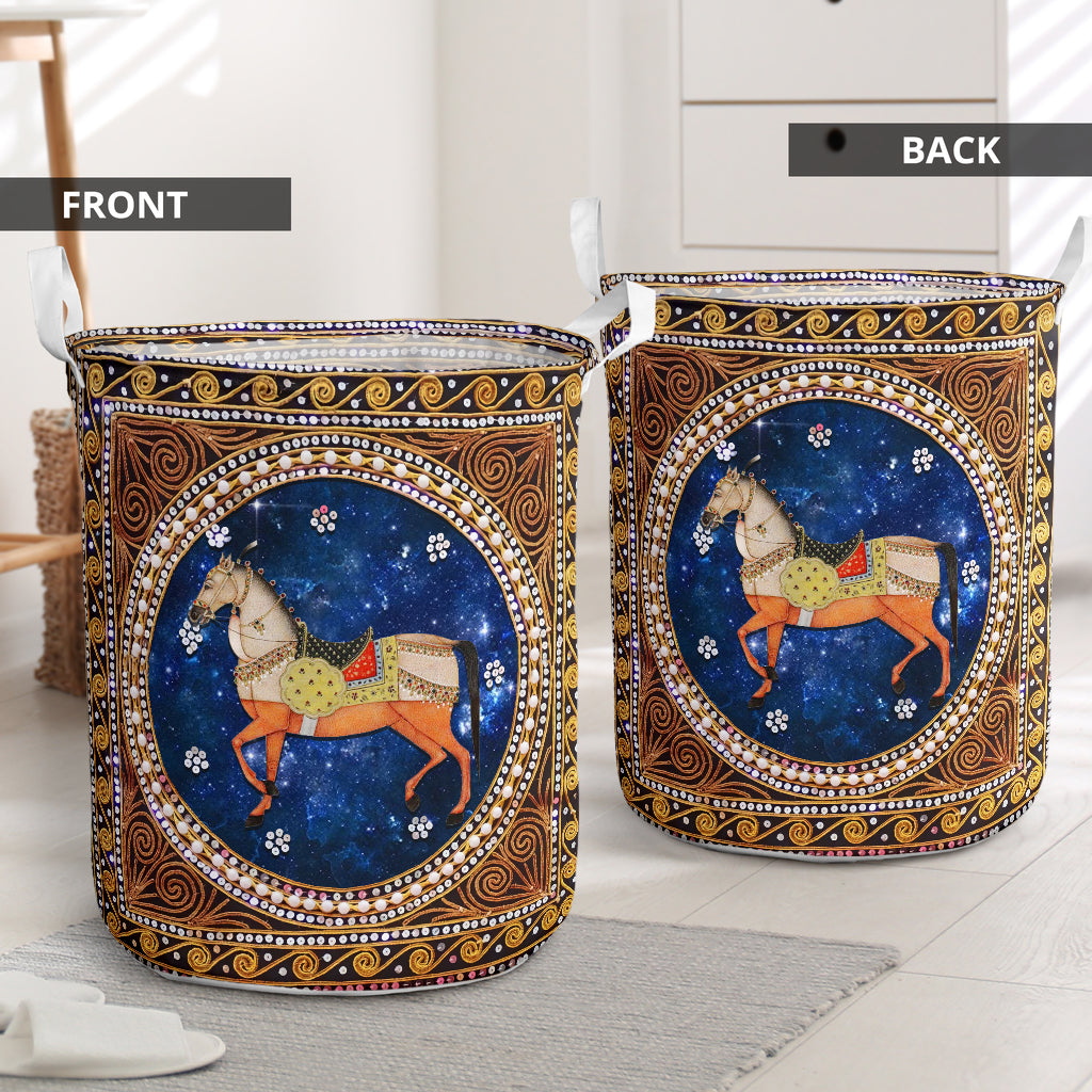 Horse Floral Diamond Royal Laundry Basket For Room Home Organizer