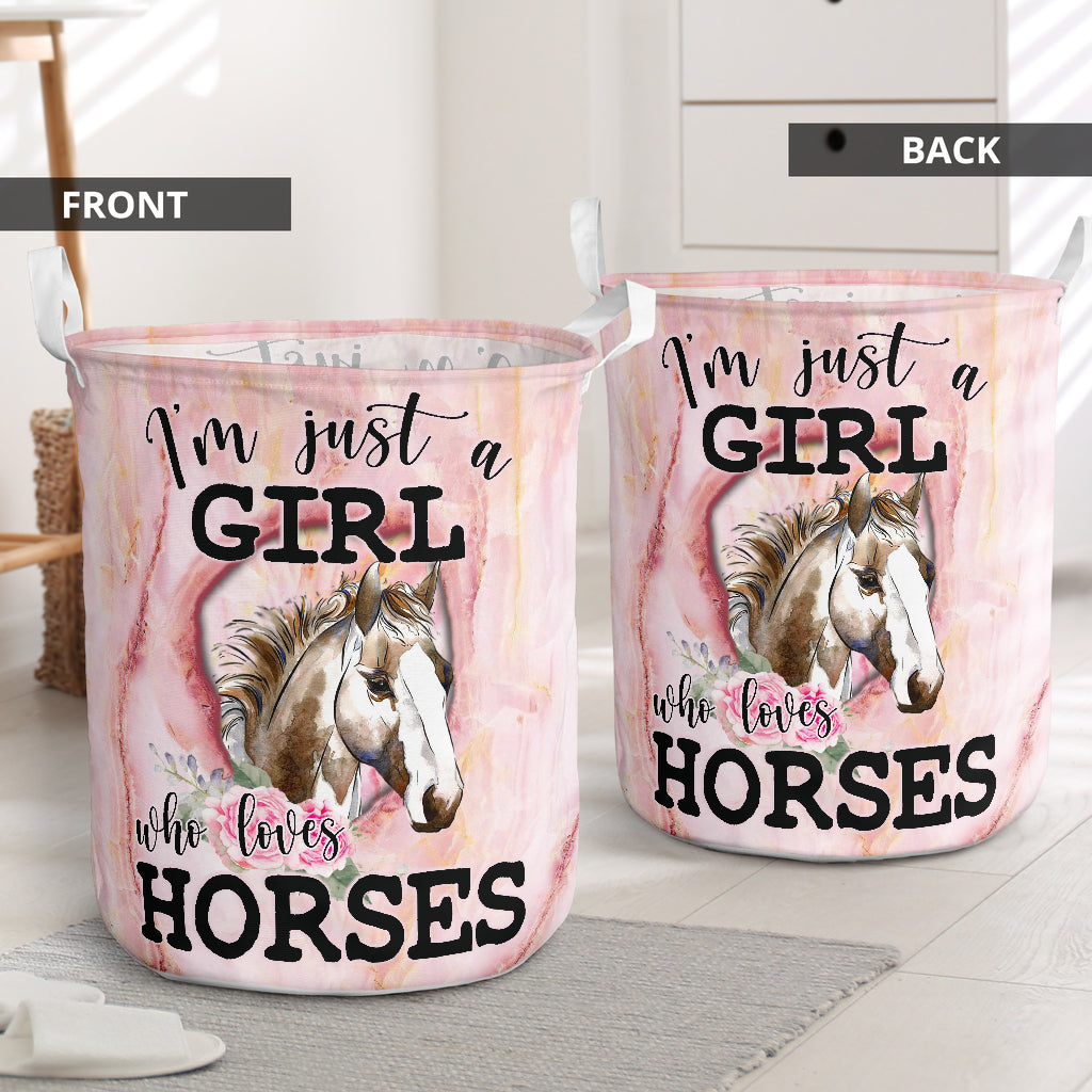 Horse Just A Girl Laundry Basket For Room Home Organizer