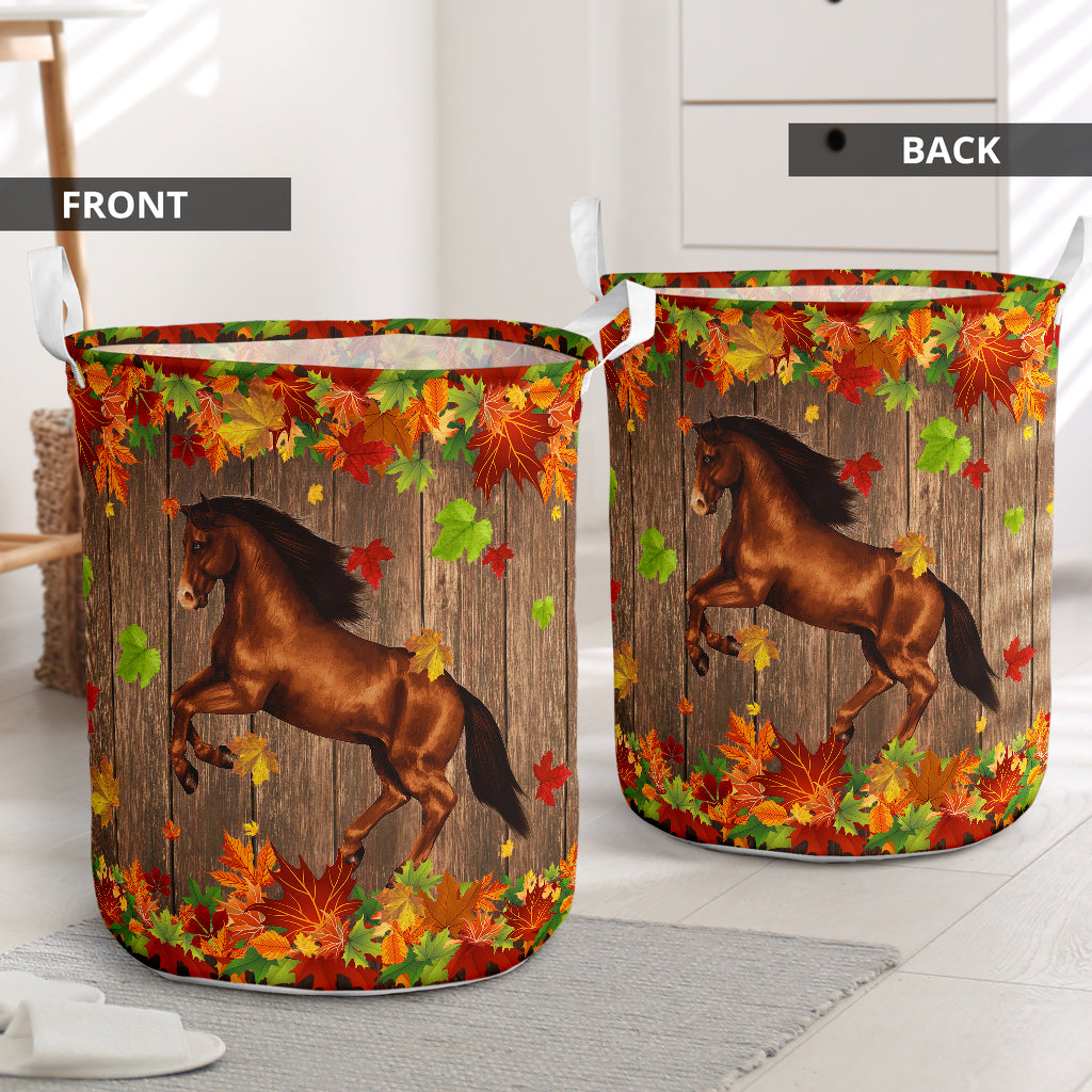Horse Maple Nice Leaves Laundry Basket For Room Home Organizer