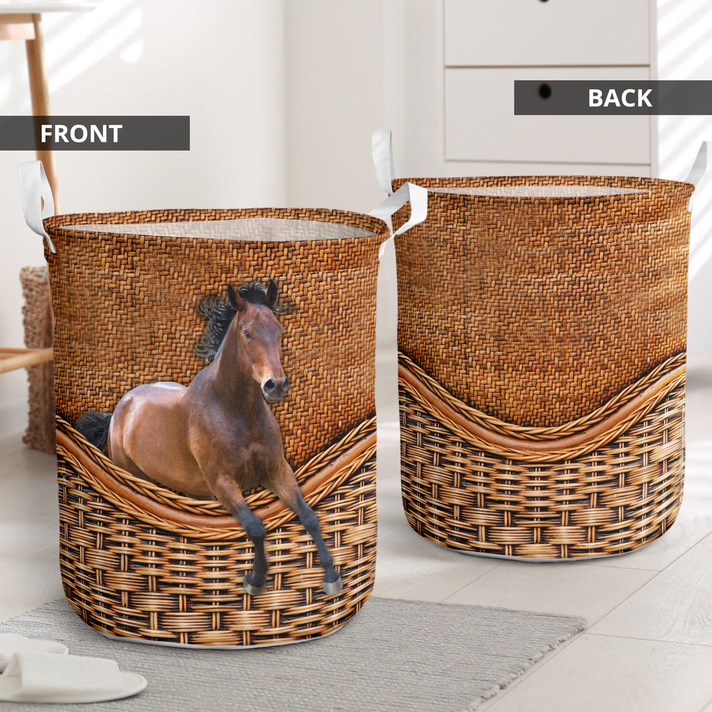 Horse Rattan Texture Type Laundry Basket For Room Home Organizer
