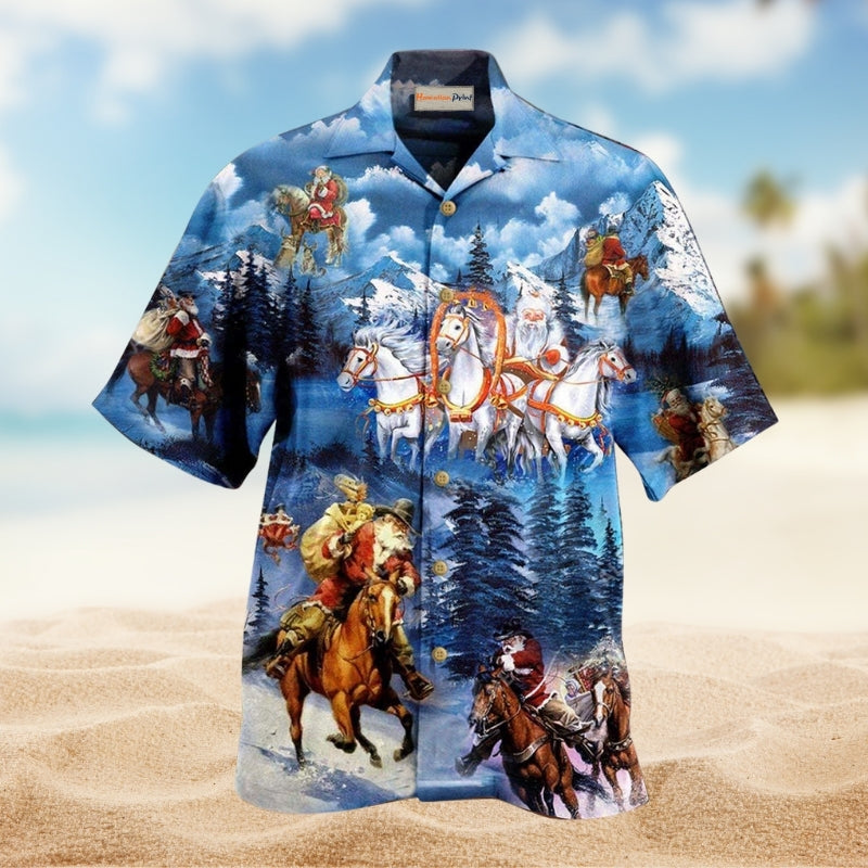 Summer Christmas July Santa Hippie Hawaiian Shirt Pattern Detail For Casual Outings