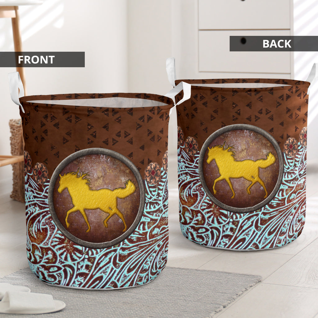 Horse Vignette Laundry Basket For Room Home Organizer