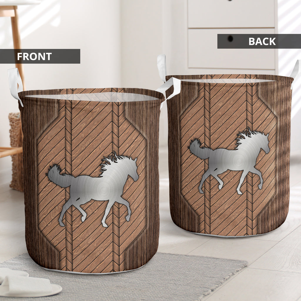 Horse Wood We Love Wood Laundry Basket For Room Home Organizer