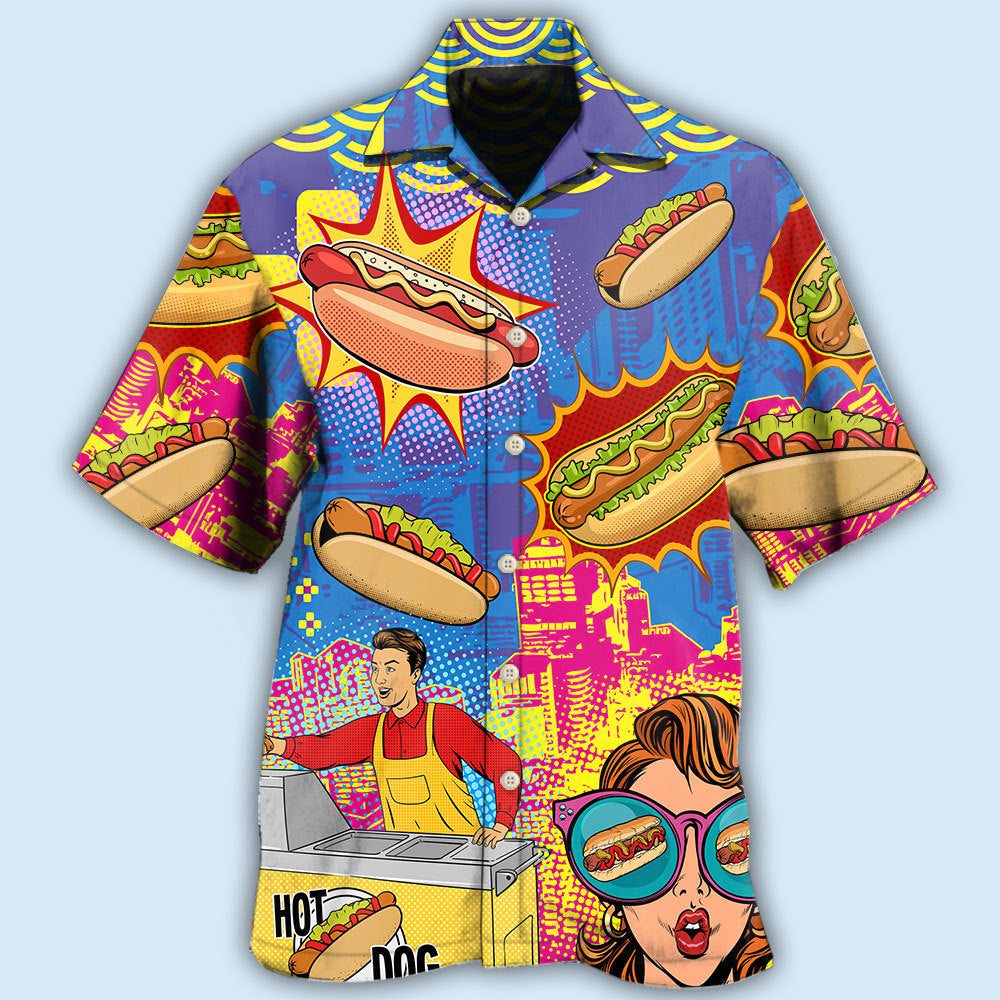 Creative Hot Dog Pop Hawaiian Shirt For Island Vacations, Resort Wear, And Relaxed Seasonal Style