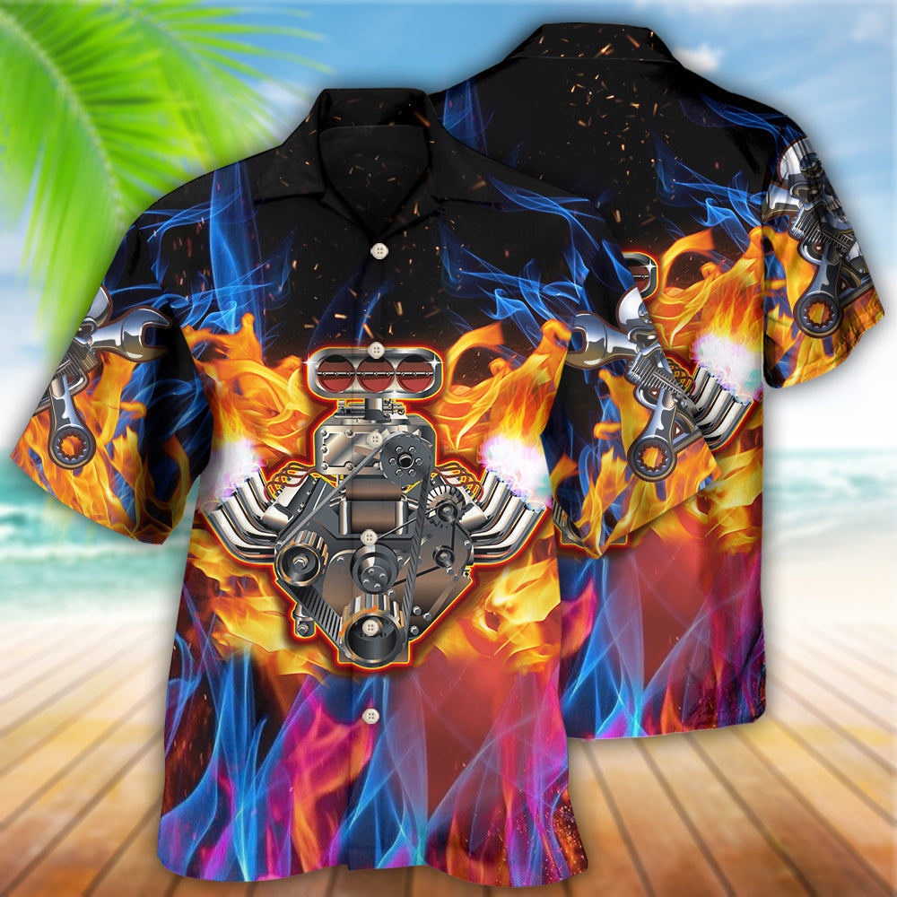 Flame Hot Rod Hawaiian Shirt With All Over Print For Summer Vacation Beach Travel And Casual Wear