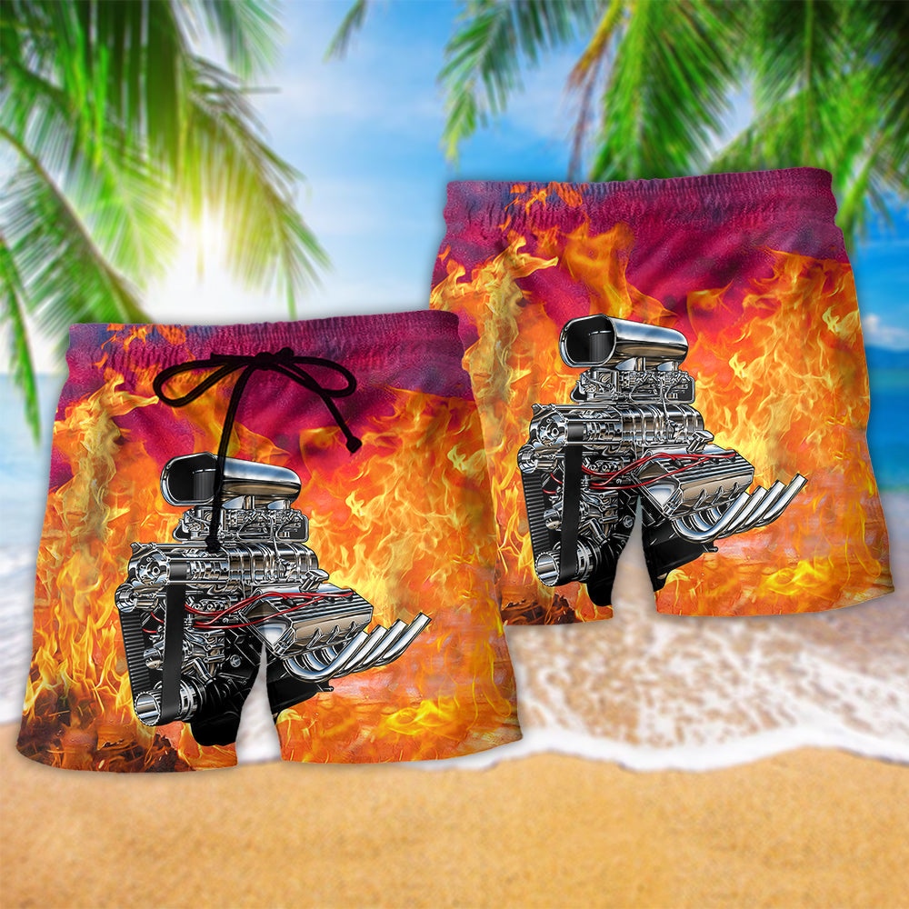 Hot Rod Fire Power Beach Shorts Print Detail For Thoughtful Gift Giving