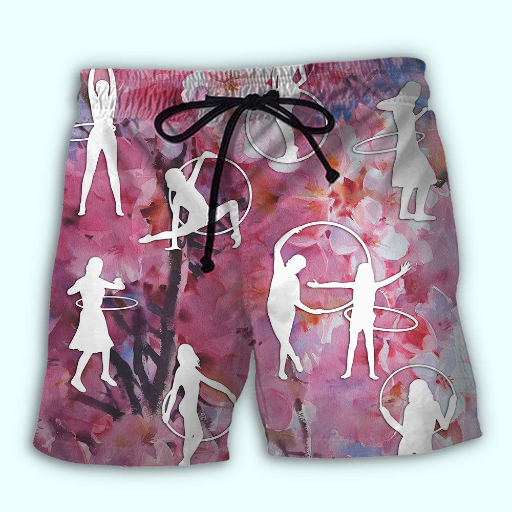 Hula Hoop Floral Summer Beach Shorts Design Detail For Weekend Getaways And Beach Days