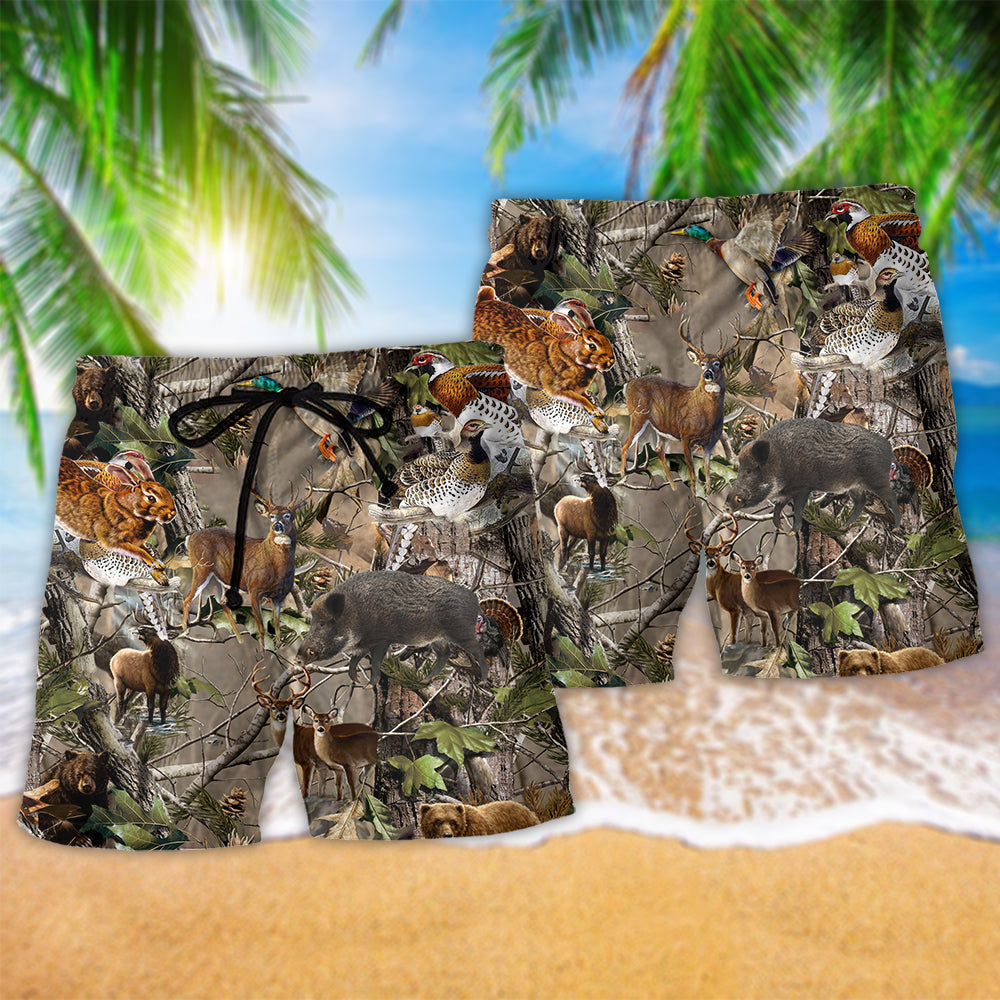 Hunting Animal Lover Beach Shorts Pattern View For Nature Adventures And Beach Days