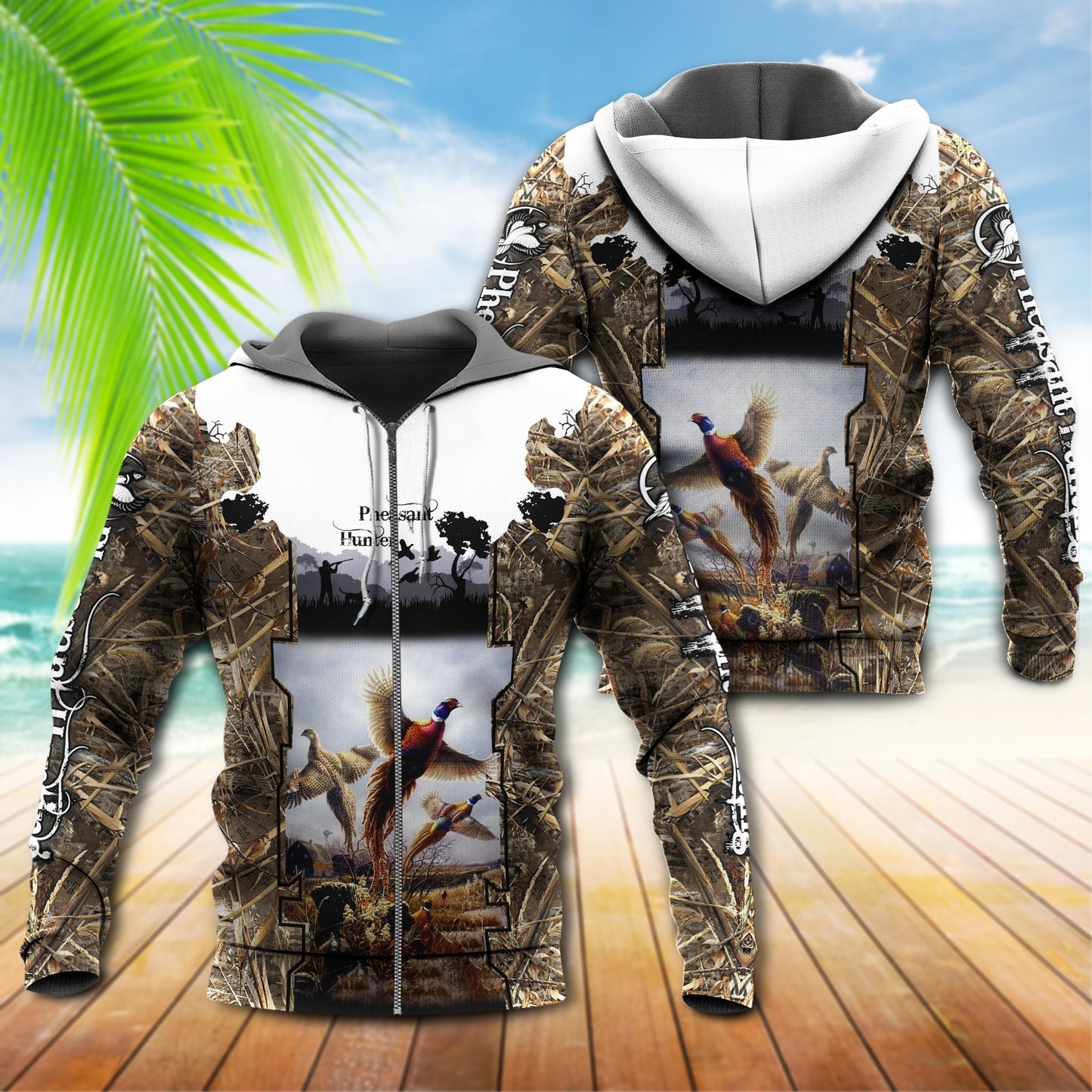Hunting Pheasant Lake Adventure Hoodie For Wildlife Inspired Casual Wear Camping And Travel
