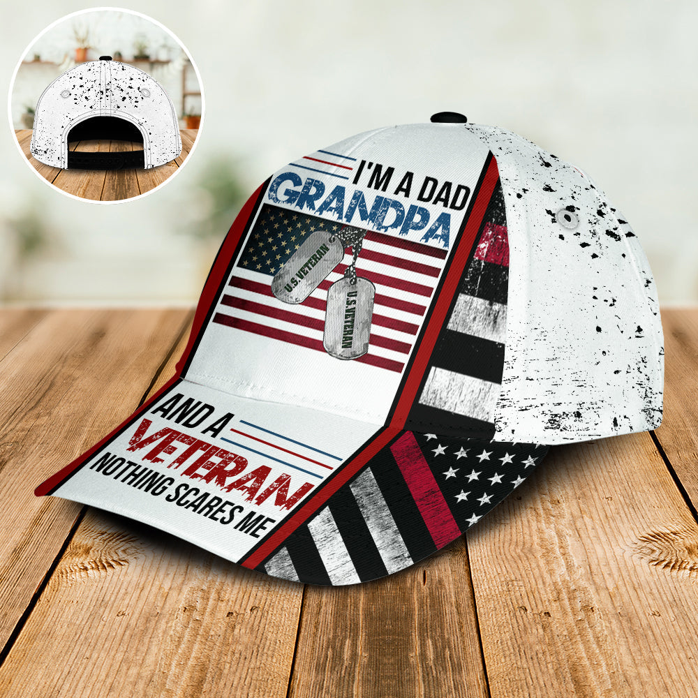 Dad Grandpa Veteran Nothing Scares Me Classic Cap For Relaxed Daily Style Vacations And Festival Wear