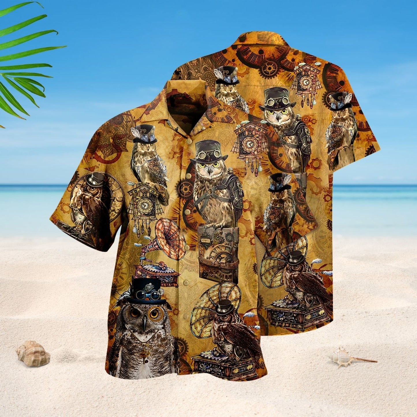 Vintage Owl Wisdom Hawaiian Shirt Artwork View For Weekend Travel And Beach Style