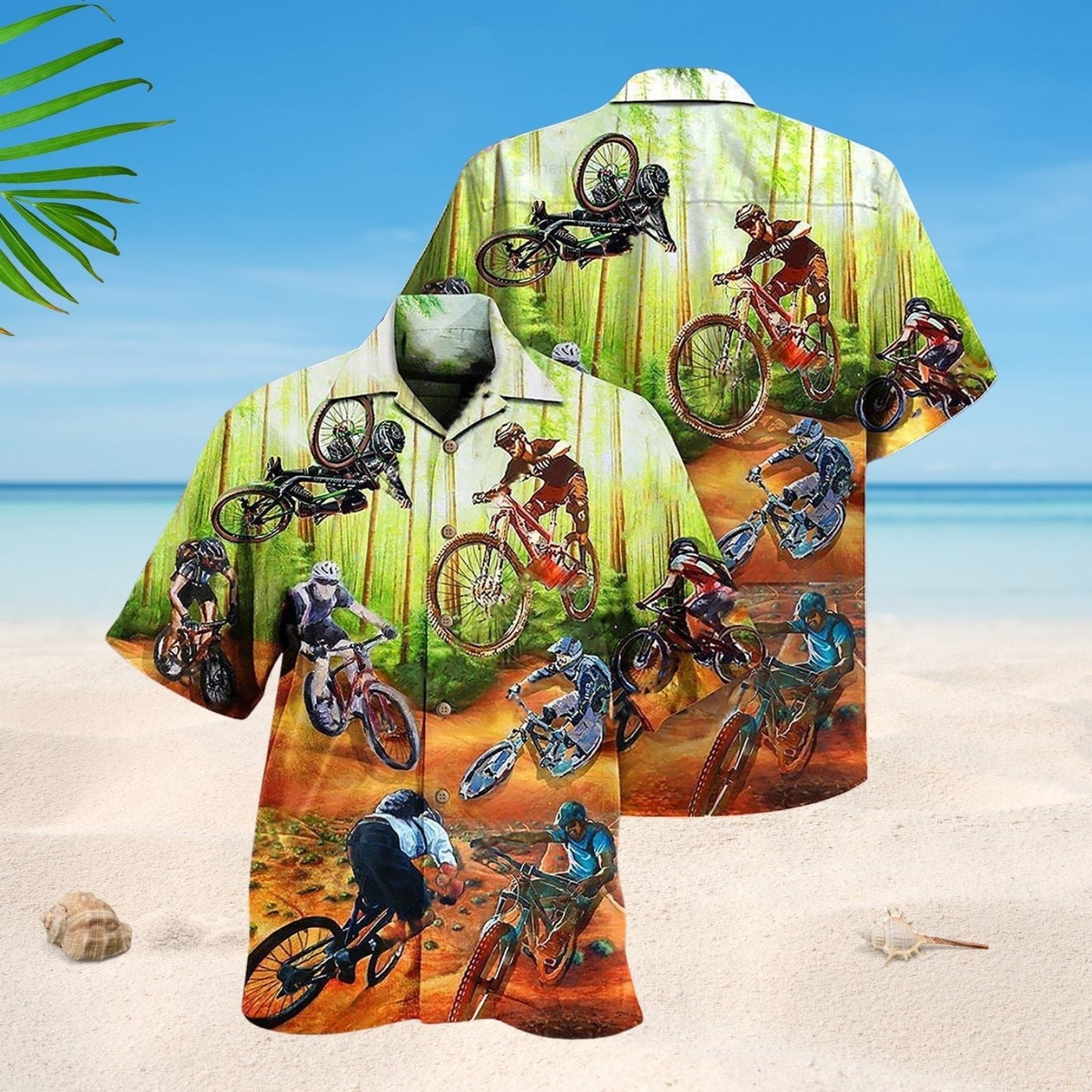 Rather Cycling Trails Hawaiian Shirt Pattern Detail For Vacation Travel And Daily Wear