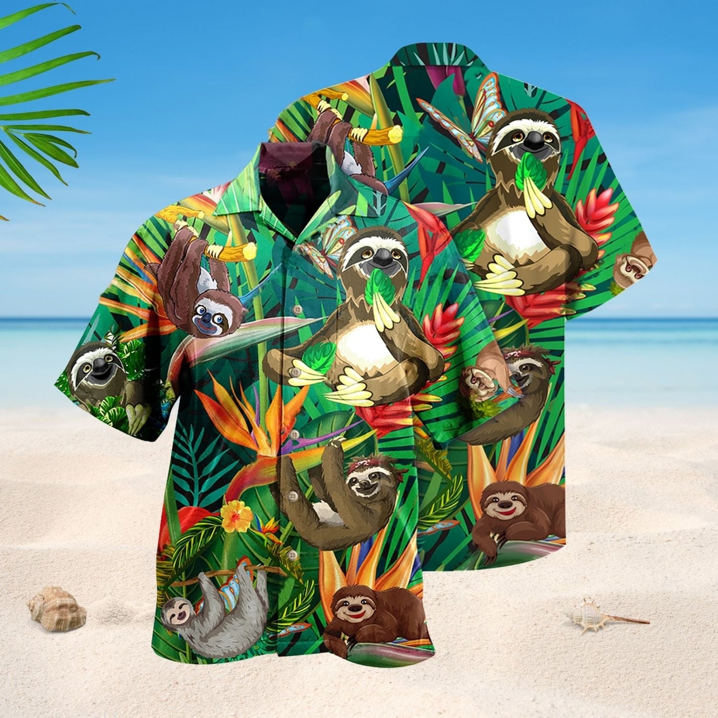 Sloth Happiness Day Hawaiian Shirt Artwork View For Coastal Escapes And Resort Style
