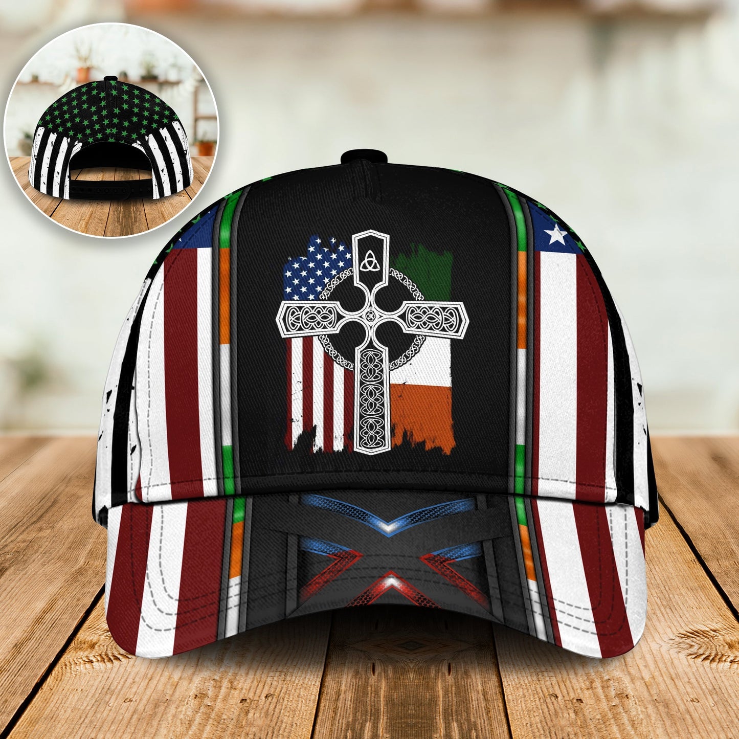 Irish American Flag Cross Classic Cap For Festivals Holidays And Comfortable Everyday Wear