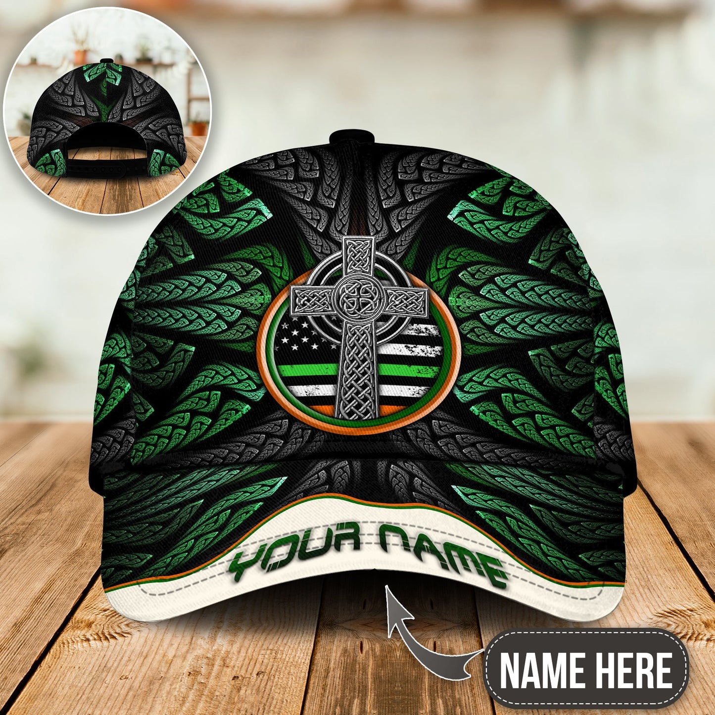 Irish Cross Green Personalized Classic Cap For Vacations Festivals Parties And Everyday Outfits