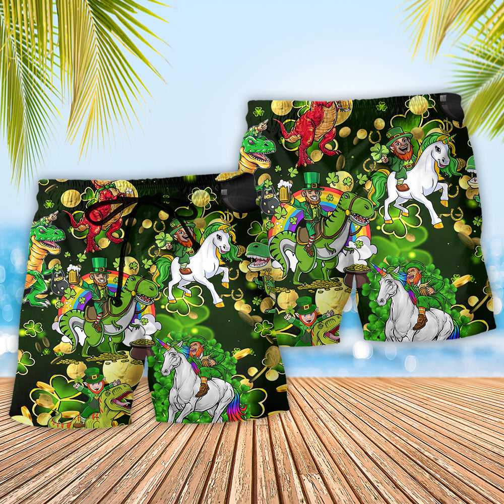 Irish Beer Brothers Green Beach Shorts Pattern Detail For Outdoor Activities And Comfortable Resort Style