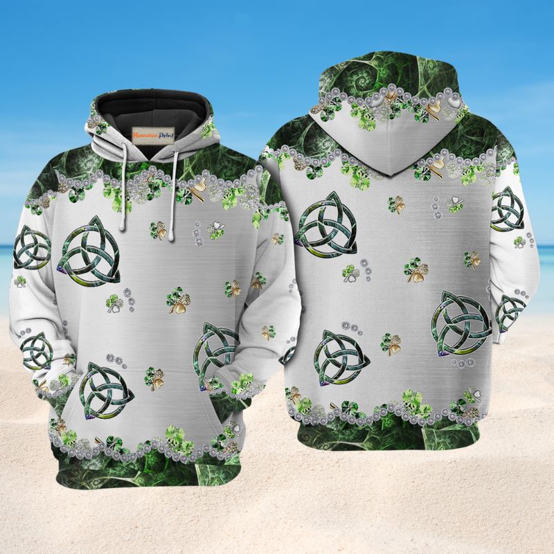 Irish Clover Metal Hoodie For Comfortable Daily Outfits Holidays And Casual Wear