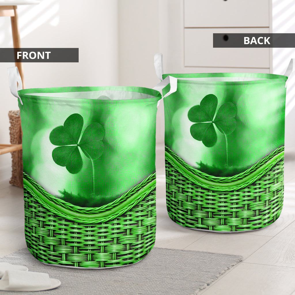 Irish Shamrock Rattan Texture Laundry Basket For Room Home Organizer