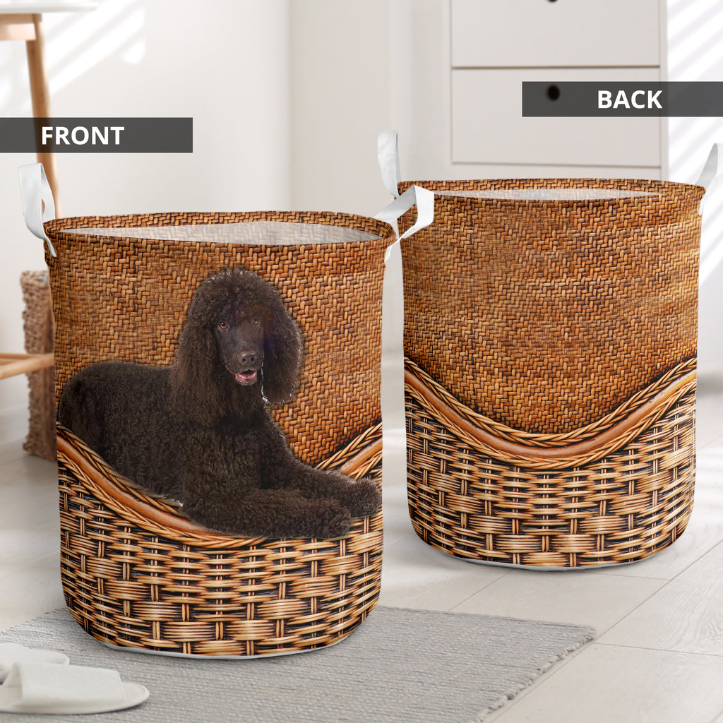 Irish Water Spaniel Dog Rattan Texture Laundry Basket For Room Home Organizer
