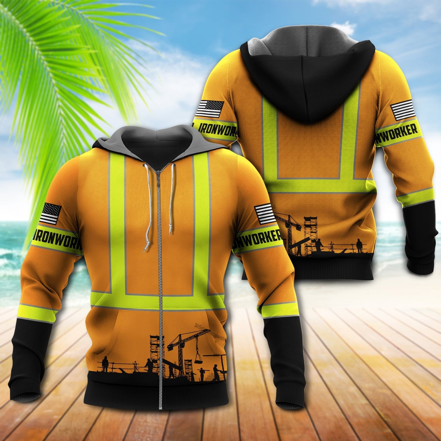 Orange Iron Worker Industrial Hoodie For Relaxed Daily Wear Weekend Outings And Thoughtful Gifting
