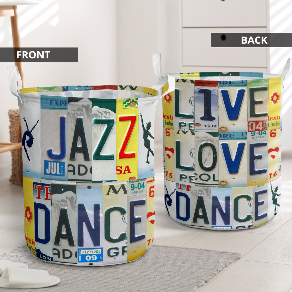 Jazz Dance Live Love License Plate Laundry Basket For Room Home Organizer