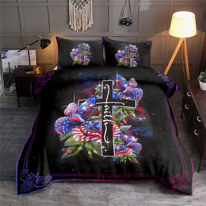 Jesus Faith Butterfly America Bedding Cover For Faith Bedroom Decor