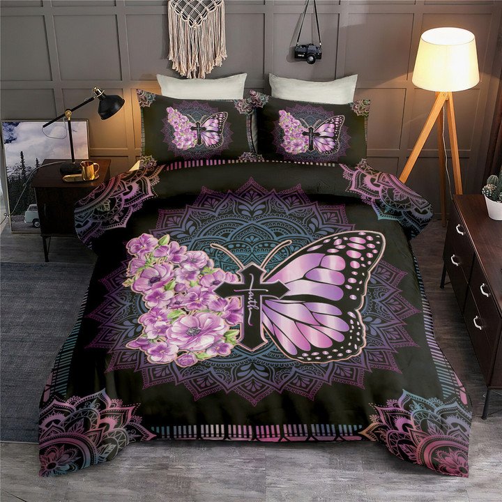 Jesus Purple Butterfly God Says You Are Bedding Cover For Faith Bedroom Decor