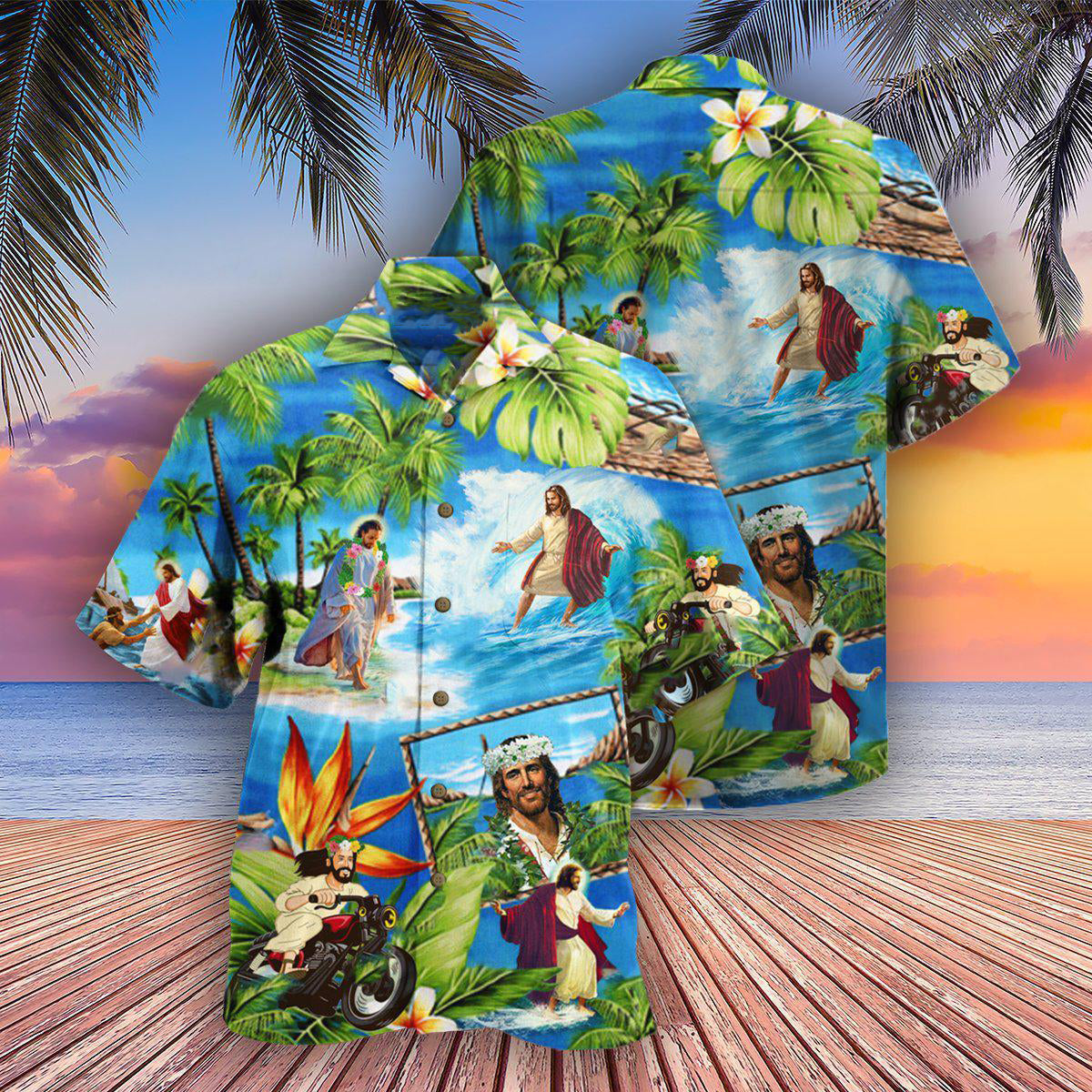 Faith Stay Hawaiian Shirt Pattern Detail For Vacation Travel And Daily Wear