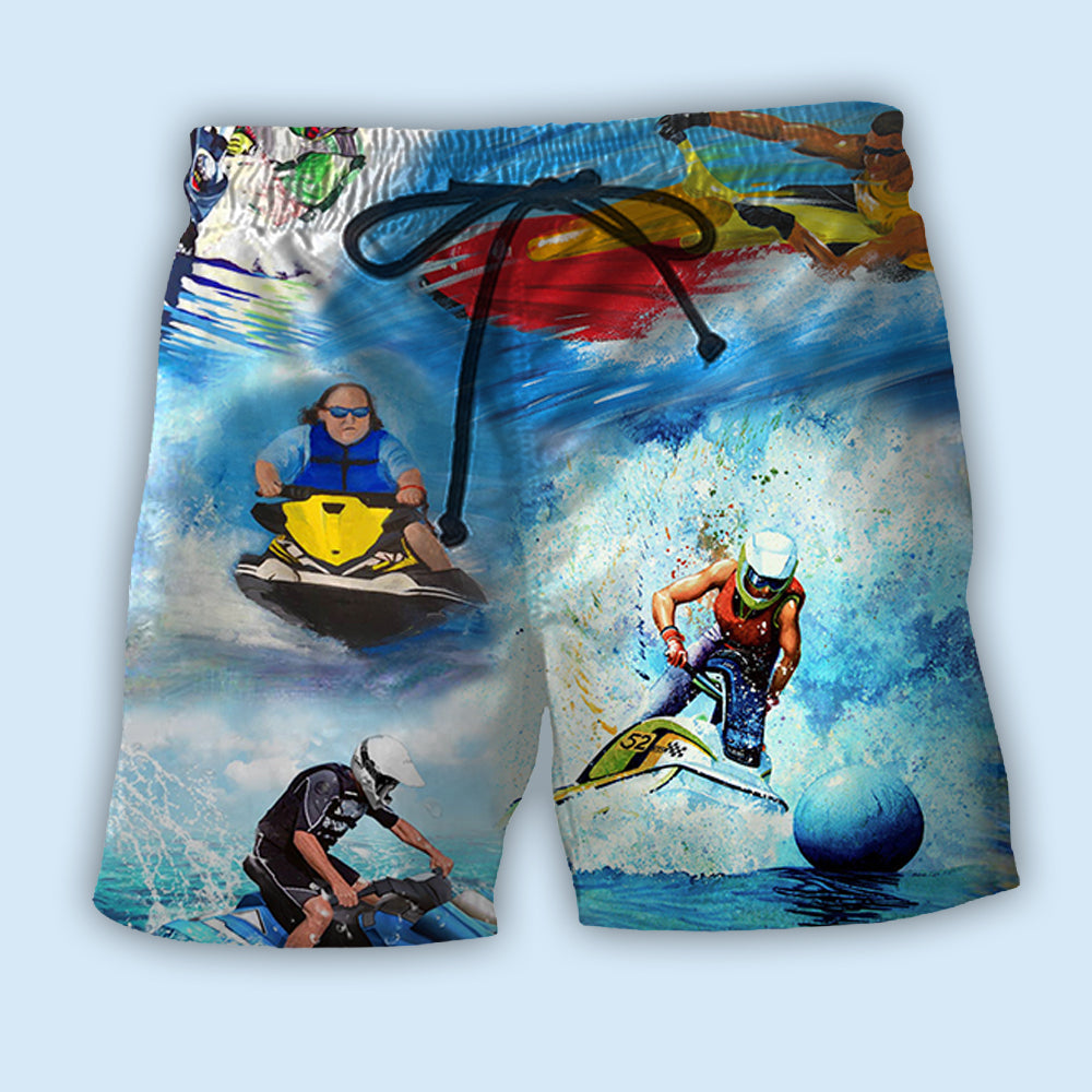 Jet Ski Water Sport Lifestyle Beach Shorts Pattern View For Vacation Travel And Outdoor Fun