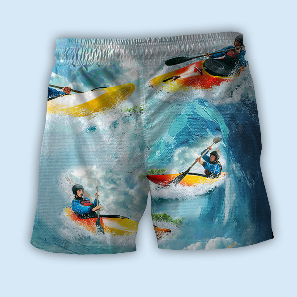 Kayaking Water Sport Colorful Beach Shorts Graphic Detail For Resort Trips And Casual Outings