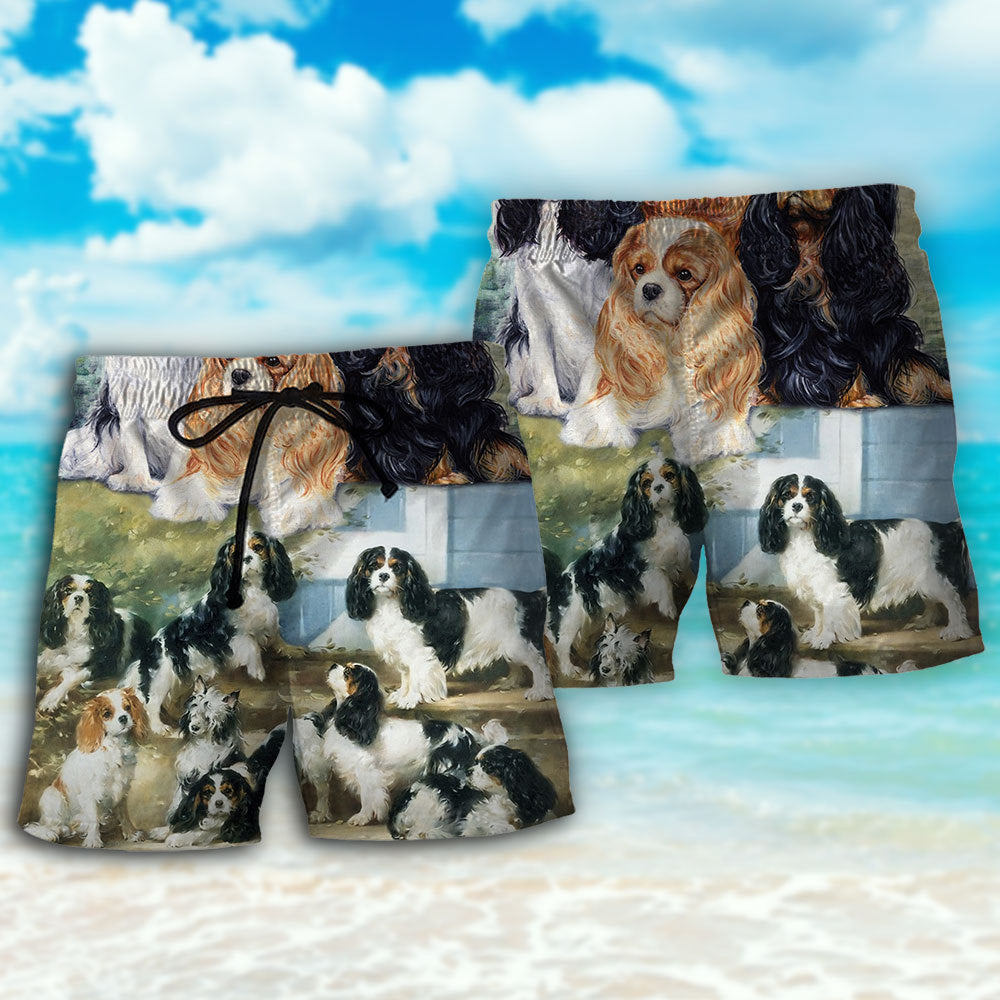 Cavalier Spaniel Artistic Dog Lover Beach Shorts Graphic Detail For Resort Trips And Casual Outings
