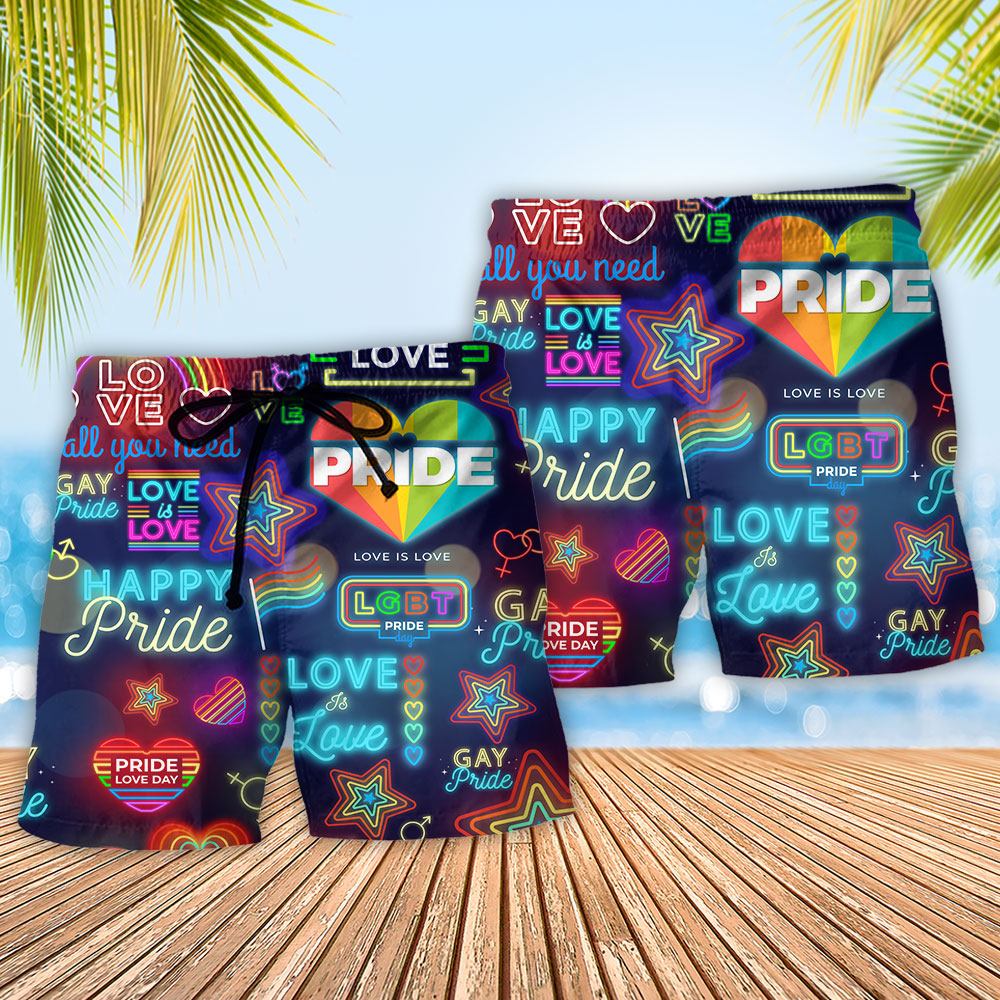 Rainbow Equality Beach Shorts Pattern Detail For Seaside Leisure And Comfortable Resort Style