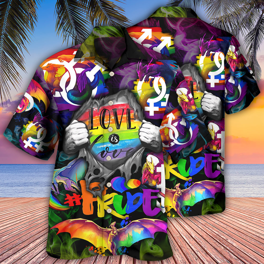 Rainbow Pride Hand Hawaiian Shirt Artwork View For Coastal Escapes And Resort Style