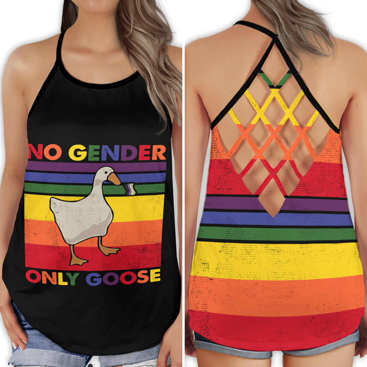 Pride No Gender Goose Hollow Tank Top For Community Events And Positive Support