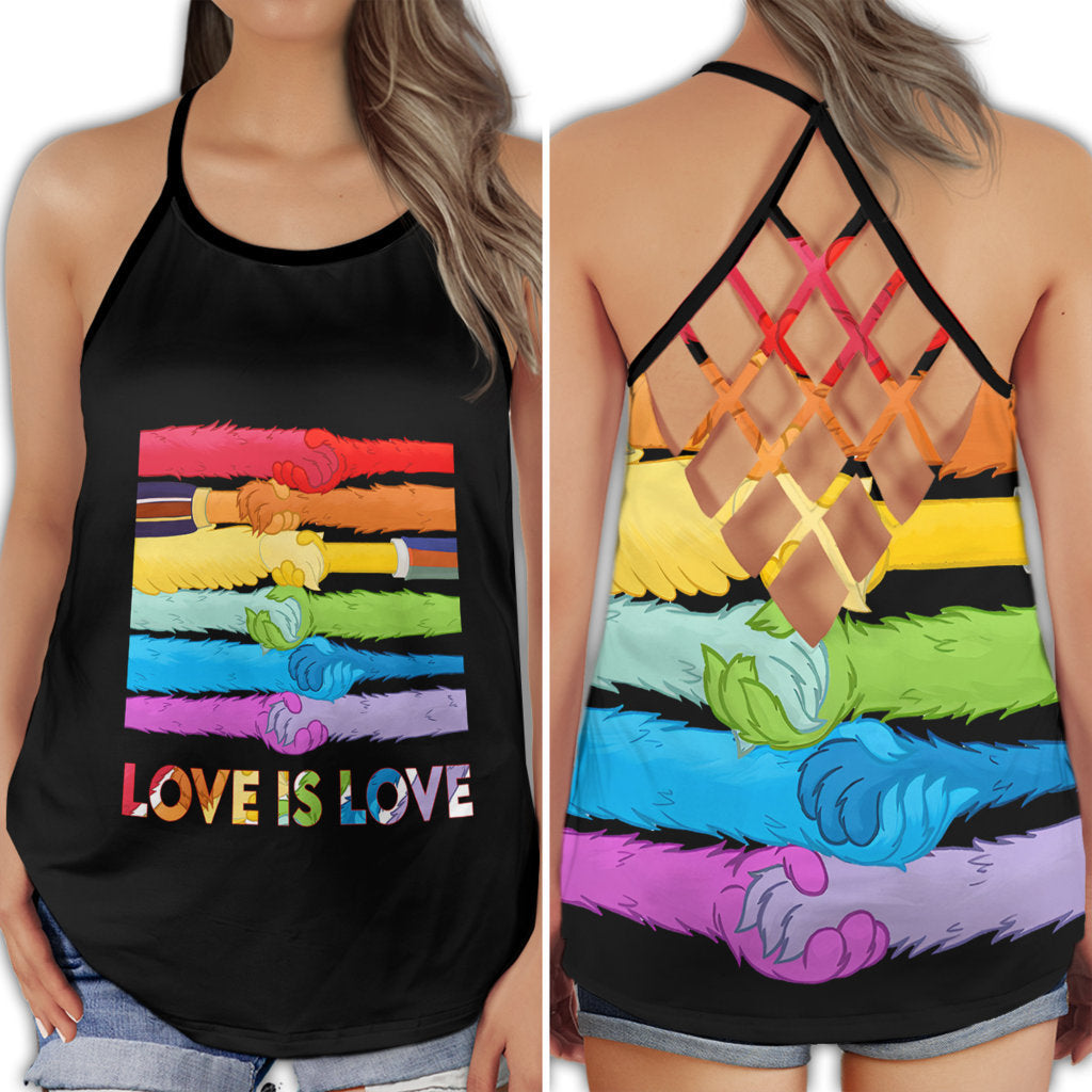 Rainbow Unity Hand Pride Hollow Tank Top For Community Events And Positive Support