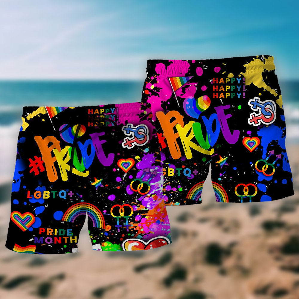 Rainbow Pride Mix Colorful Beach Shorts Print Detail For Thoughtful Gift Giving