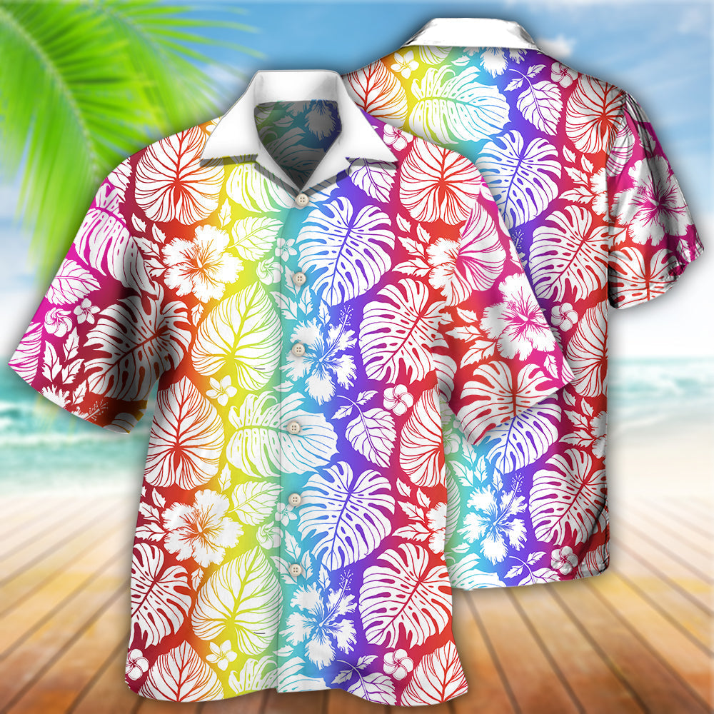 Tropical Rainbow Pride Hawaiian Shirt With All Over Print For Resort Holidays Beach Travel And Relaxed Casual Fashion