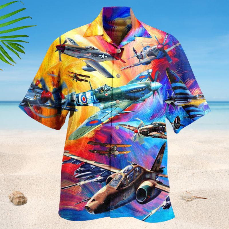Let The Adventures Begin Aircraft Hawaiian Shirt For Resort Travel Scenic Drives And Casual Summer Wear