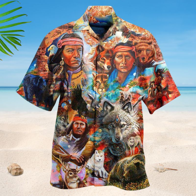 Native Inspired Let The Spirits Guide You Hawaiian Shirt For Summer Vacation Beach Travel And Relaxed Casual Wear