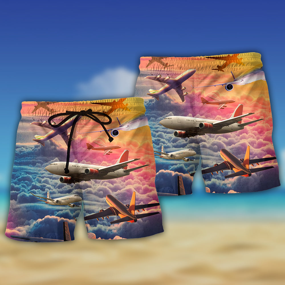 Airplane Dream Big Flight Quote Beach Shorts Print View For Coastal Escapes And Casual Outings