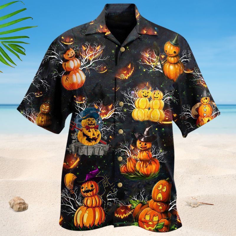 Glowing Halloween Party Hawaiian Shirt For Island Getaways Holiday Parties And Relaxed Vacation Wear