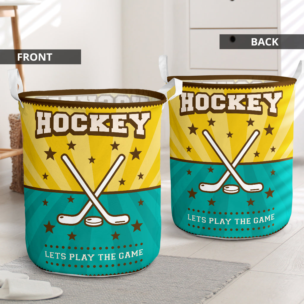Hockey Lets Play Hockey Laundry Basket For Room Home Organizer