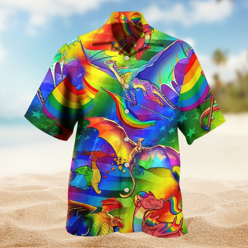 LGBTQ Pride Hawaiian Shirt For Summer Gathering, Tropical Retreat, And Thoughtful Gifting
