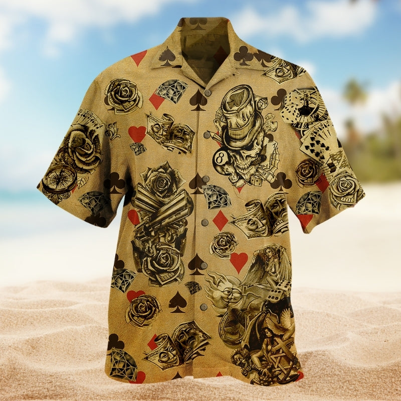 Gamble Creative Pattern Hawaiian Shirt For Resort Trips, Coastal Parties, And Warm Weather Style