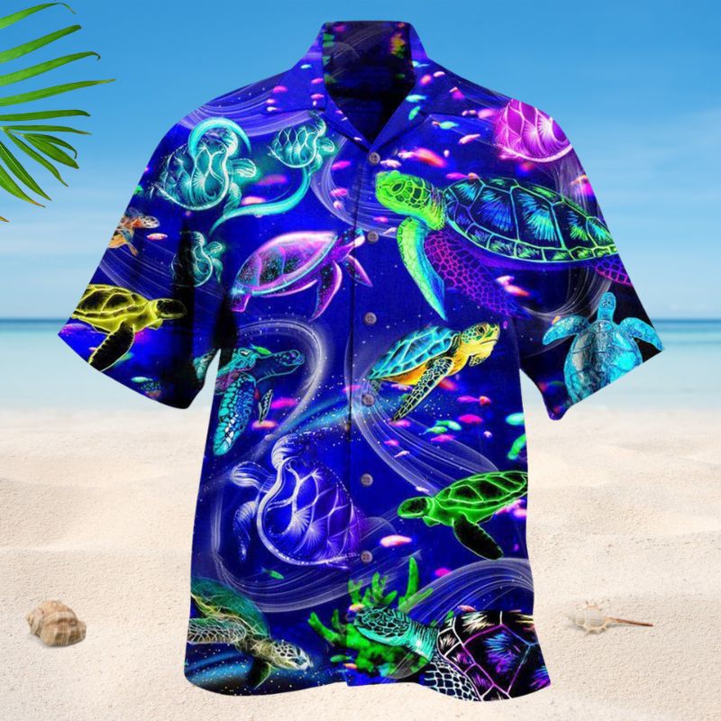 Life Is Better With A Turtle Blue Ocean Hawaiian Shirt For Summer Vacation Beach Travel And Relaxed Casual Wear