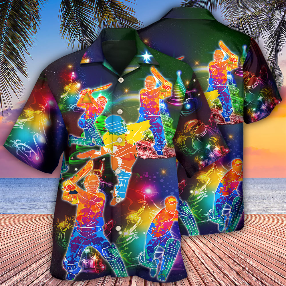 Christmas Cricket Hawaiian Shirt With Detailed Graphic For Tropical Holiday Resort Parties And Everyday Style