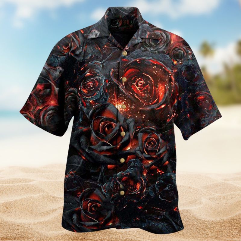 Flowers Life Is Like A Burning Rose Hawaiian Shirt For Summer Vacation Beach Travel And Relaxed Casual Wear