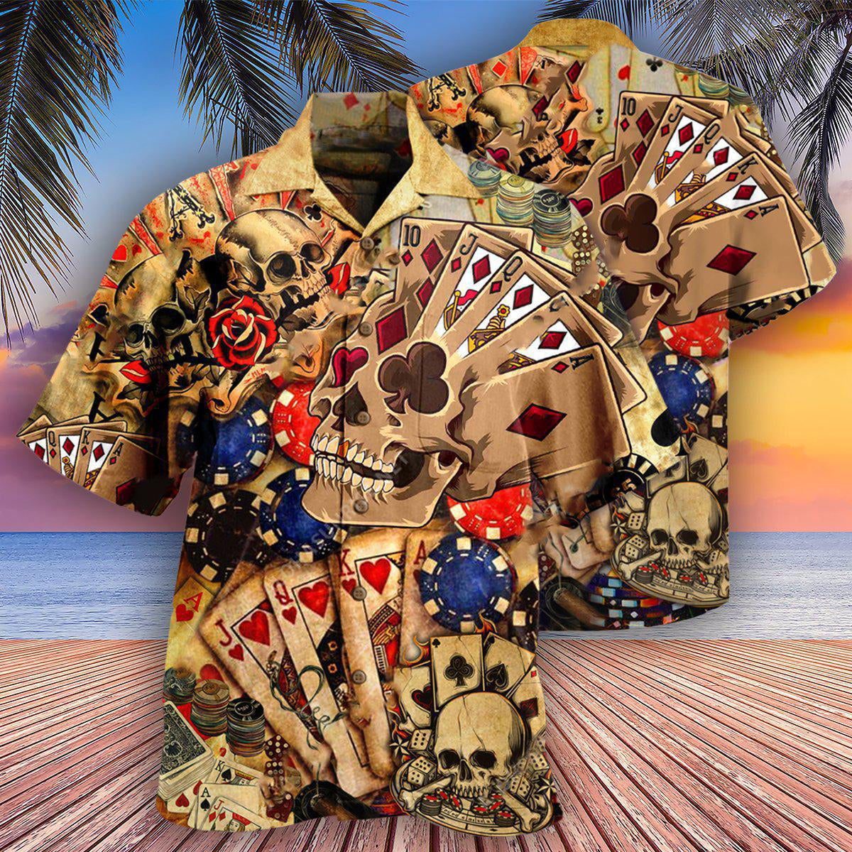 Game Card Hawaiian Shirt Design View For Casual Summer Styling